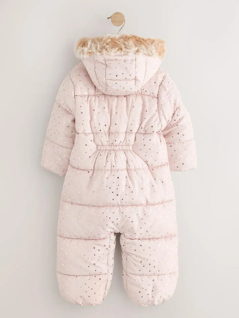 Next Print Shower Resistant Snowsuit (3mths-7yrs) Pale Pink New