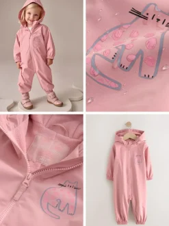 Next Pale Pink Waterproof Printed Puddlesuit (3mths-7yrs) Hot