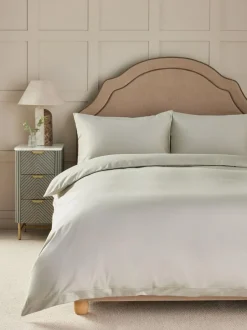 Next Pale Sage Green Collection Luxe 300 Thread Count 100% Cotton Sateen Satin Stitch Luxury Duvet Cover And Pillowcase Set Clearance