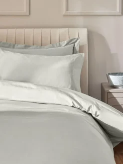 Next Pale Sage Green Collection Luxe 300 Thread Count 100% Cotton Sateen Satin Stitch Luxury Duvet Cover And Pillowcase Set Clearance