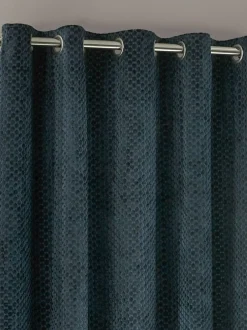 Paoletti Neptune Cut-Velvet Eyelet Curtains Blue Best