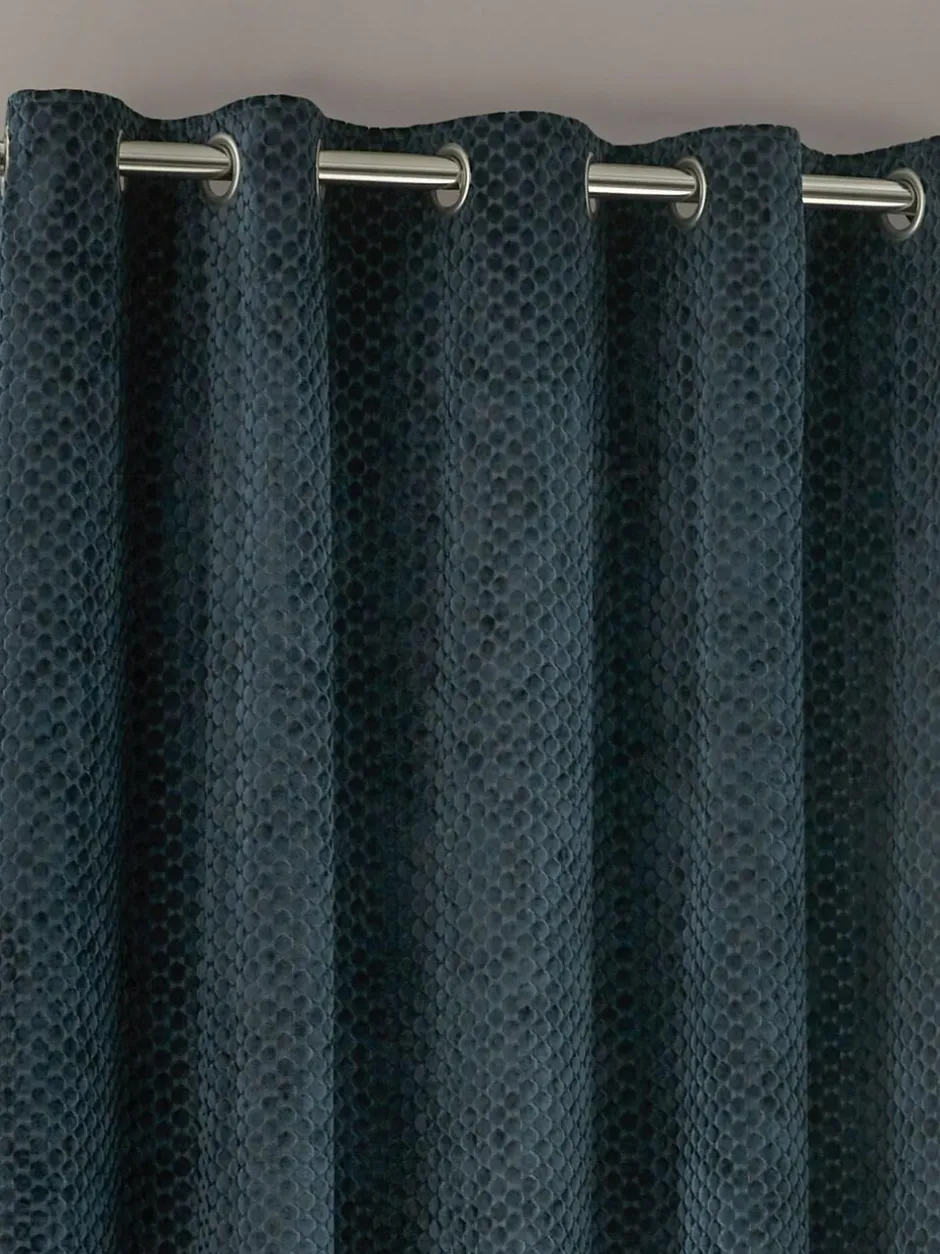 Paoletti Neptune Cut-Velvet Eyelet Curtains Blue Best