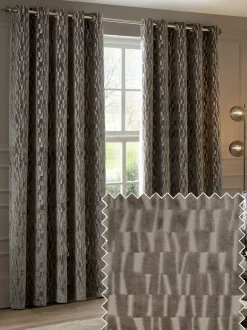 Paoletti Brown Manhattan Velvet Eyelet Curtains Online