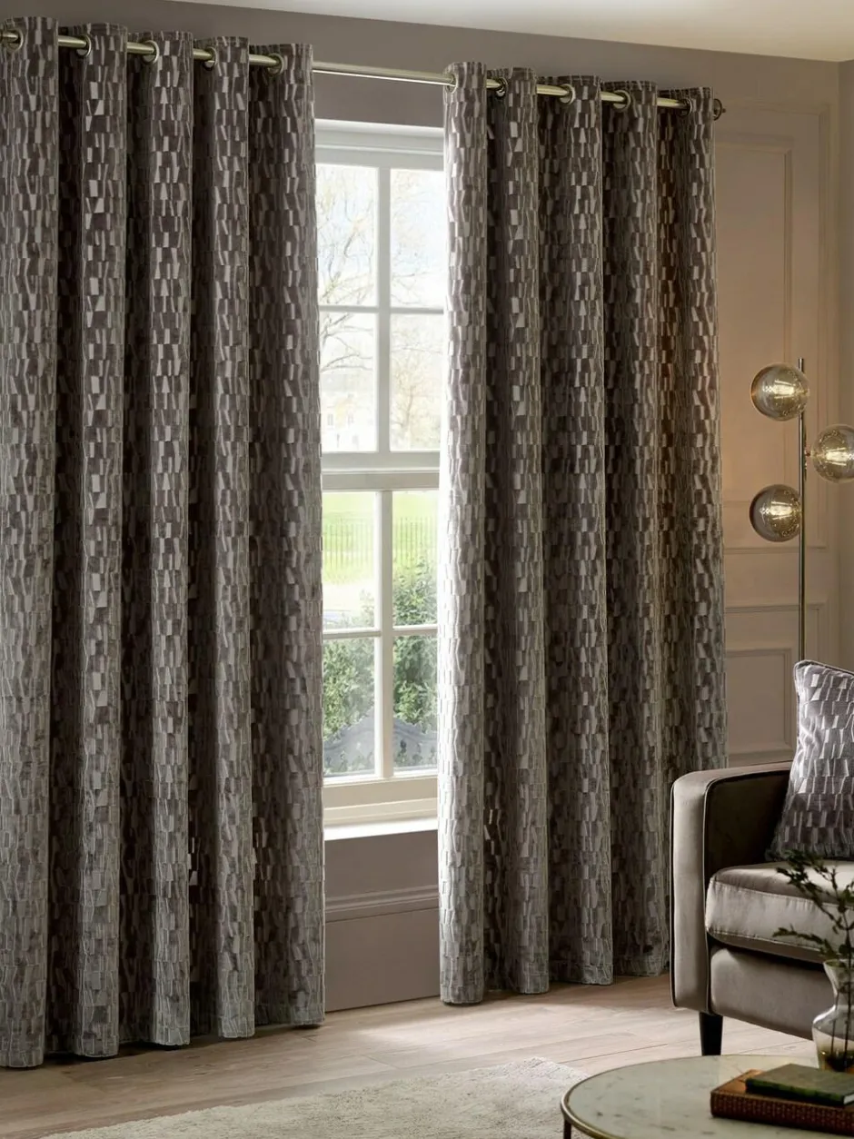 Paoletti Brown Manhattan Velvet Eyelet Curtains Online