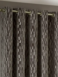 Paoletti Brown Manhattan Velvet Eyelet Curtains Online