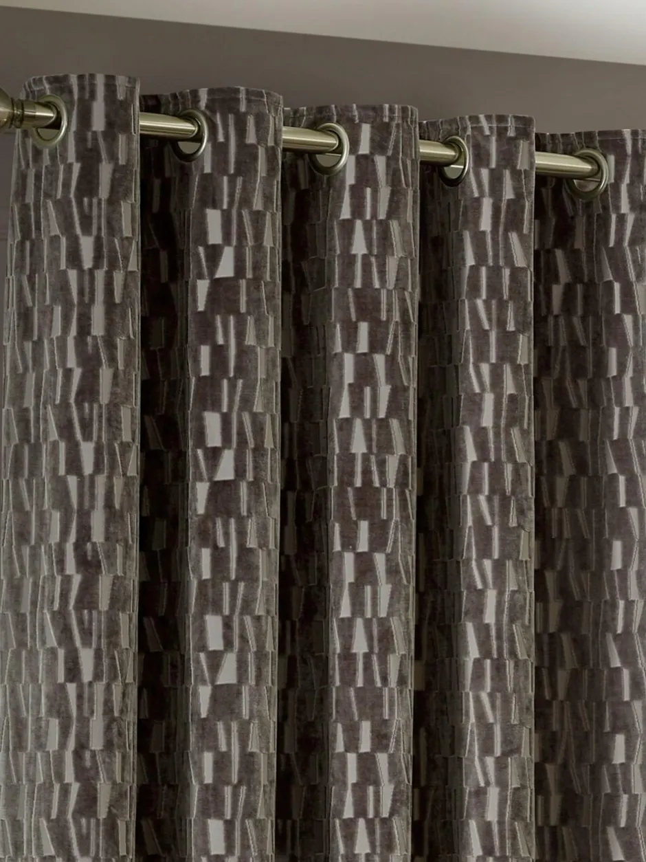 Paoletti Brown Manhattan Velvet Eyelet Curtains Online