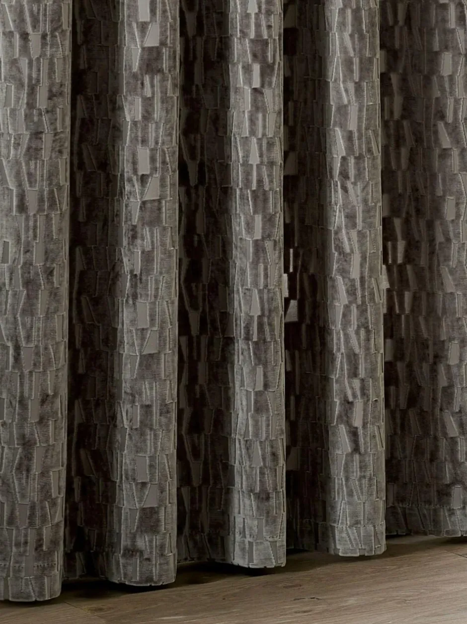 Paoletti Brown Manhattan Velvet Eyelet Curtains Online