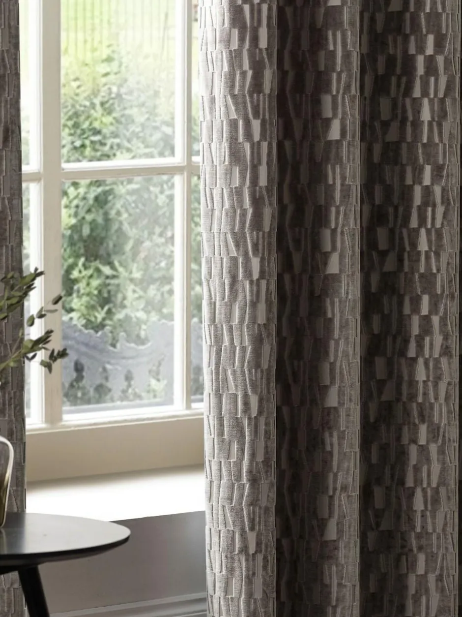 Paoletti Brown Manhattan Velvet Eyelet Curtains Online