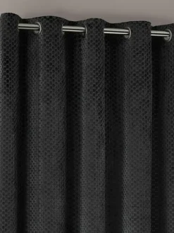 Paoletti Neptune Cut-Velvet Eyelet Curtains Grey Best