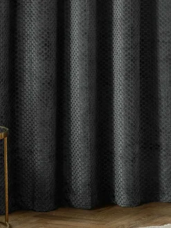 Paoletti Neptune Cut-Velvet Eyelet Curtains Grey Best