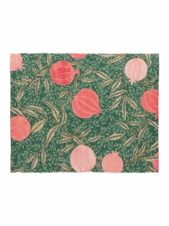 Paoletti Set of 4 Green Pomegranate Christmas Table Placemats & Large Table Runner New