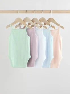 Next Pastel 5 Pack Vest Pointelle Baby Bodysuits Sale