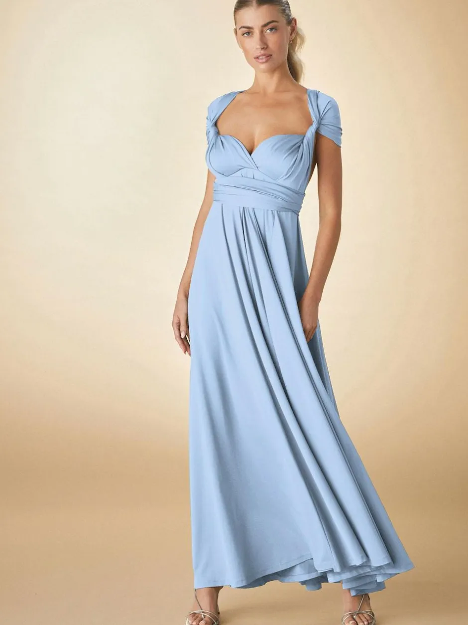 Next Jersey Multiway Wedding Guest Bridesmaid Maxi Dress Pastel Blue Sale