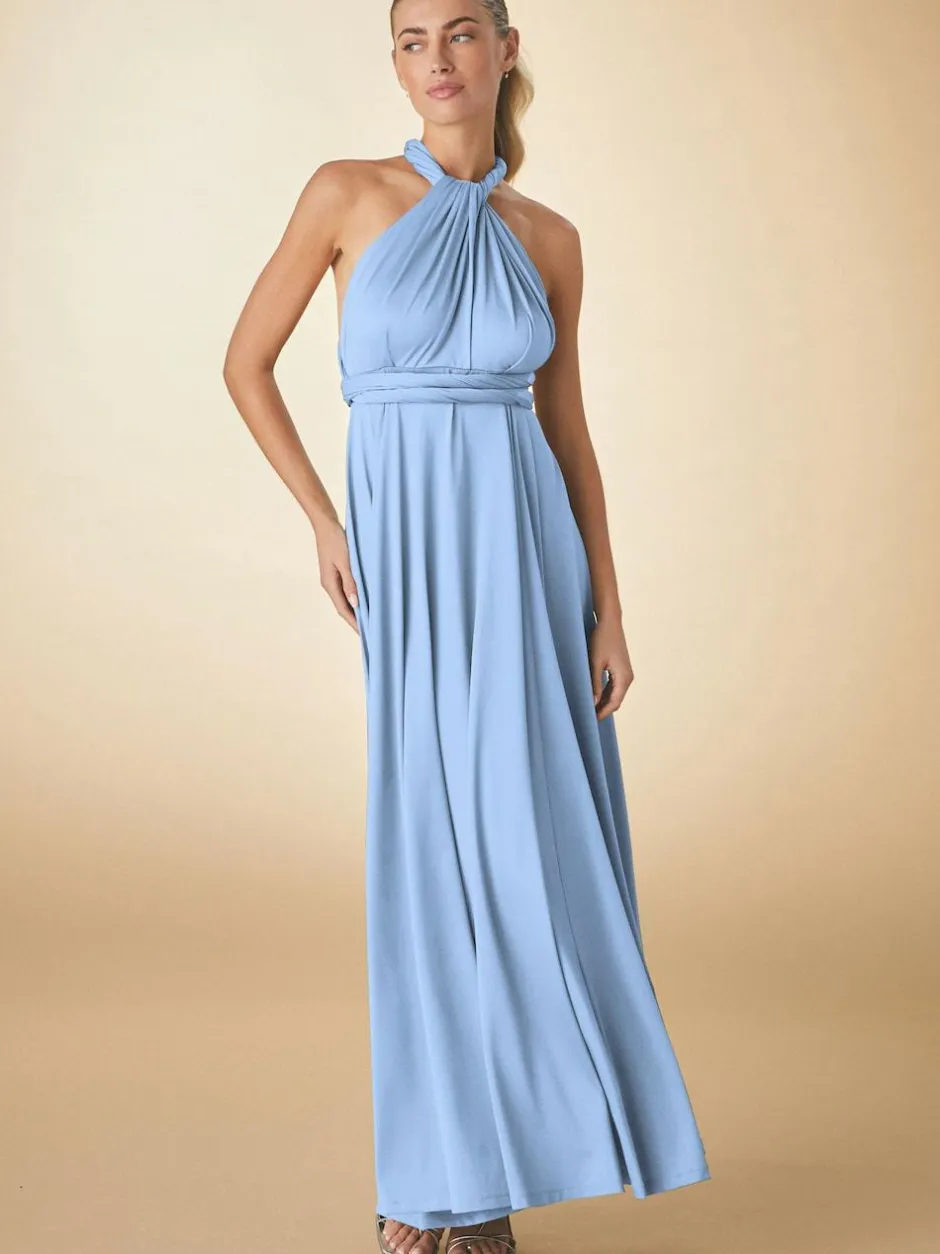 Next Jersey Multiway Wedding Guest Bridesmaid Maxi Dress Pastel Blue Sale