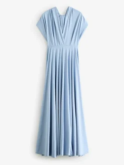 Next Jersey Multiway Wedding Guest Bridesmaid Maxi Dress Pastel Blue Sale