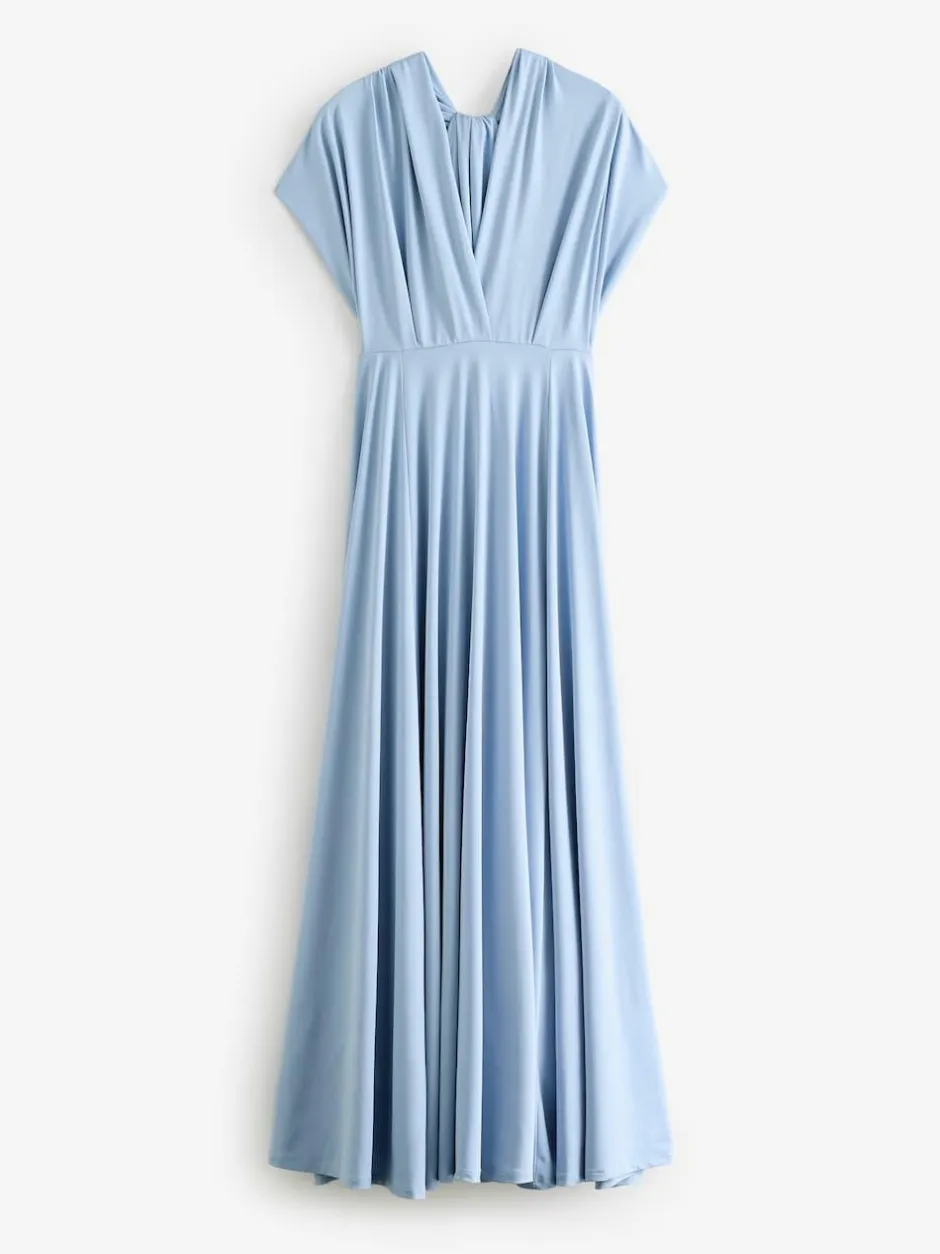 Next Jersey Multiway Wedding Guest Bridesmaid Maxi Dress Pastel Blue Sale
