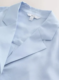 Next Soft Revere Collar Long Sleeve Shirt Pastel Blue