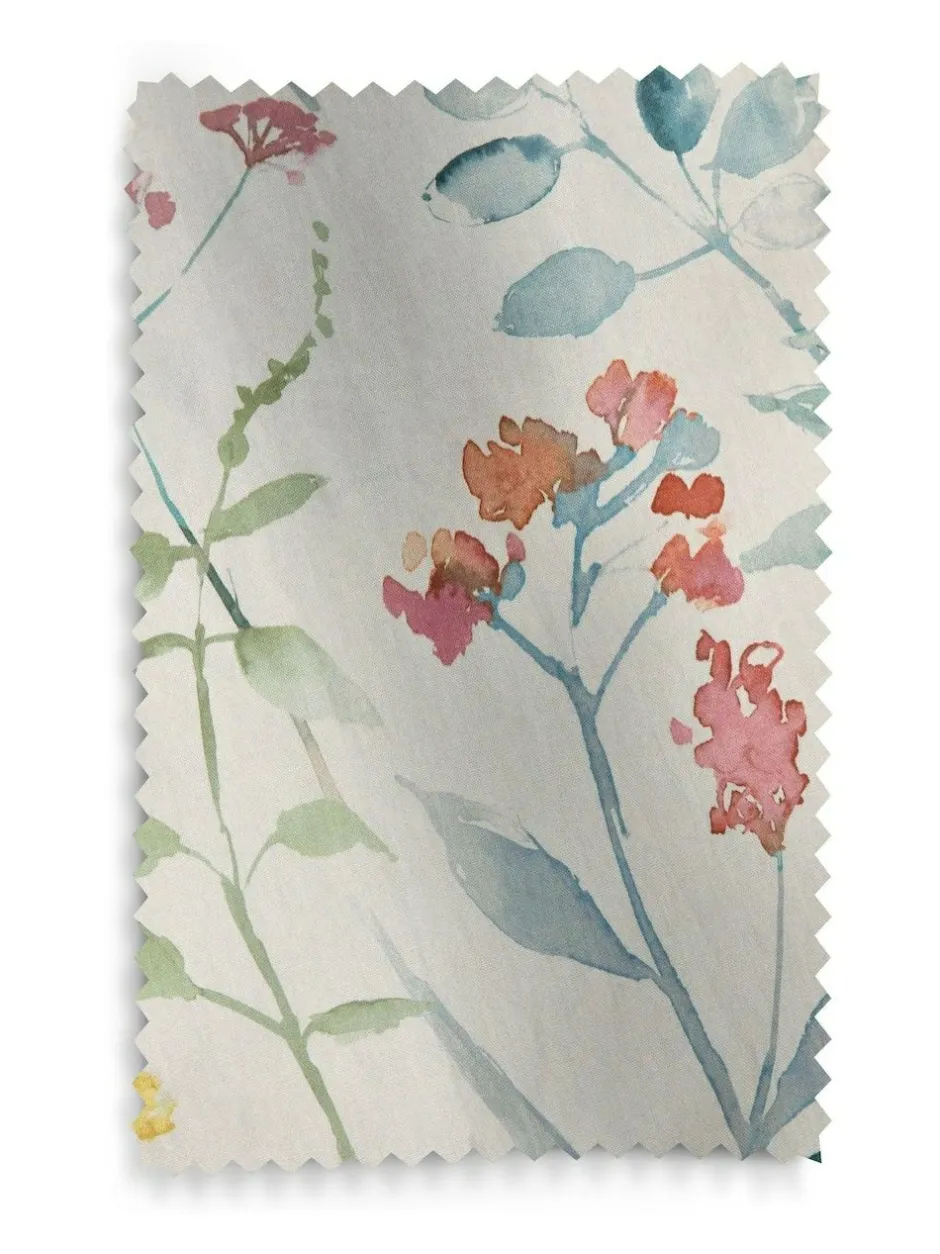 Next Isla Floral Print Pencil Pleat Blackout/Thermal Curtains Pastel Multi Pink New