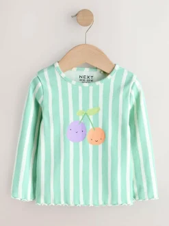 Next Pastel Rainbow Long Sleeve Rib Tops 5 Pack (3mths-7yrs) Outlet