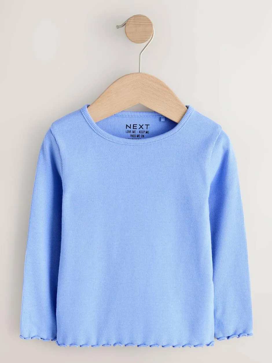 Next Pastel Rainbow Long Sleeve Rib Tops 5 Pack (3mths-7yrs) Outlet