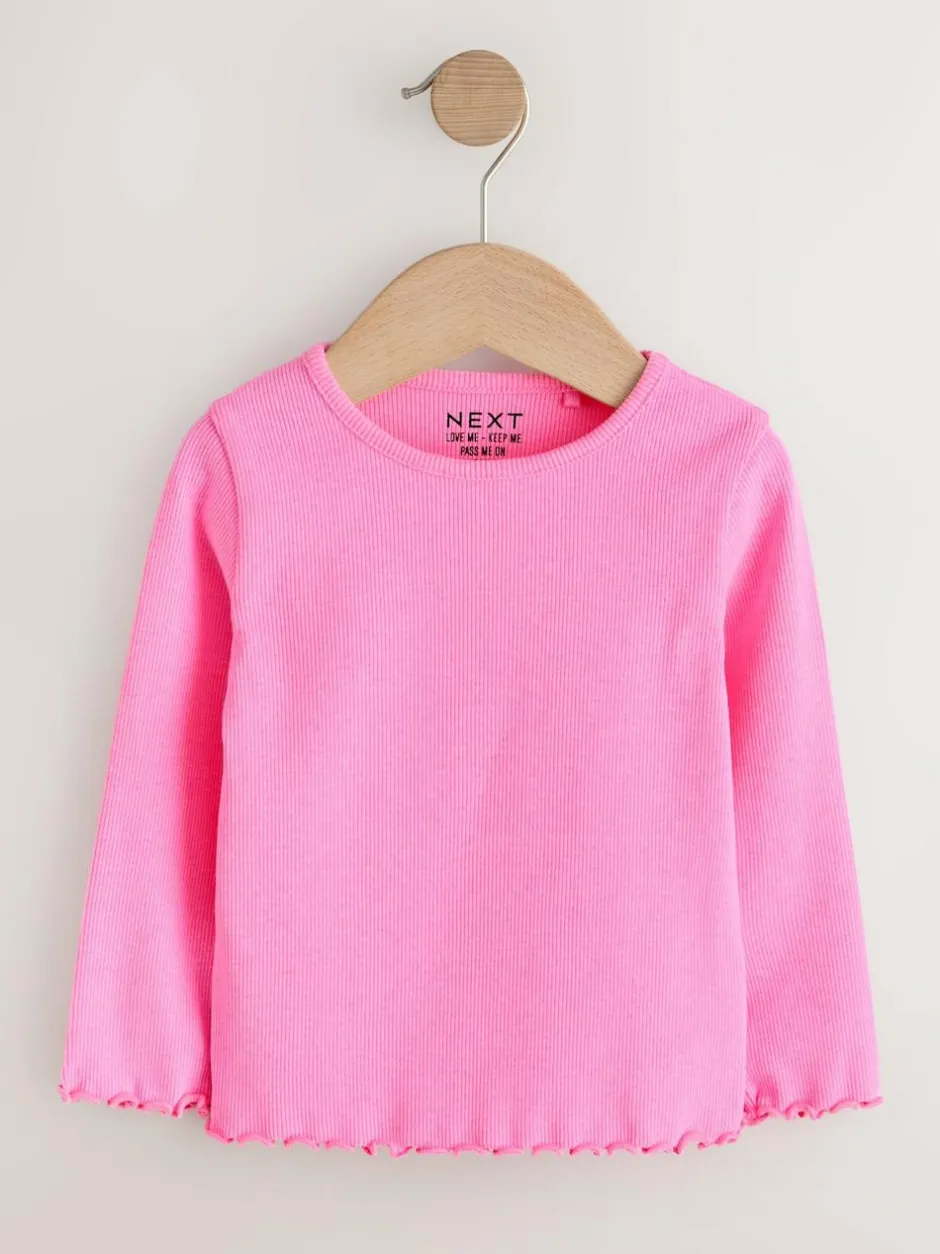 Next Pastel Rainbow Long Sleeve Rib Tops 5 Pack (3mths-7yrs) Outlet