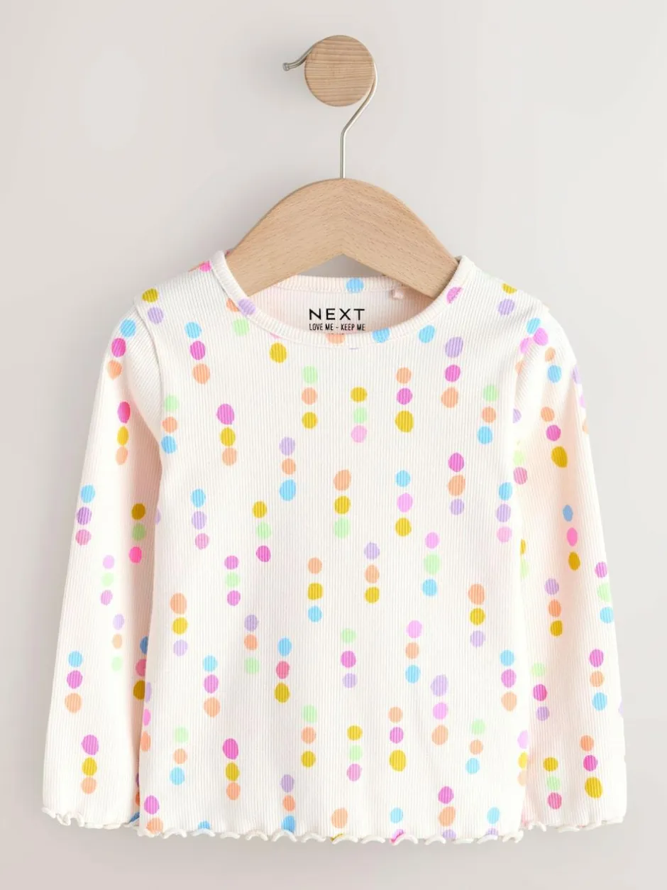 Next Pastel Rainbow Long Sleeve Rib Tops 5 Pack (3mths-7yrs) Outlet