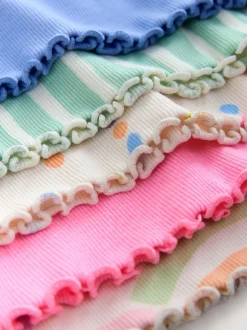 Next Pastel Rainbow Long Sleeve Rib Tops 5 Pack (3mths-7yrs) Outlet