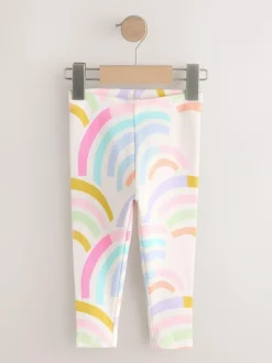 Next Pastel Rainbow Ribbed Leggings 5 Pack (3mths-7yrs) Online