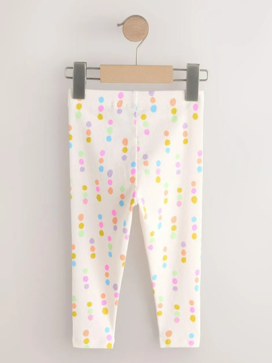 Next Pastel Rainbow Ribbed Leggings 5 Pack (3mths-7yrs) Online