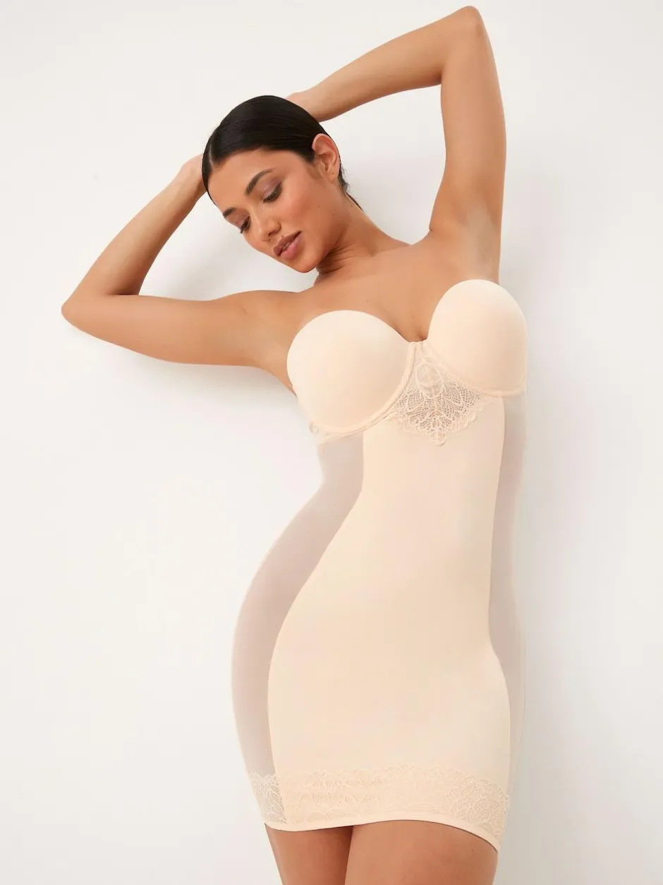 Next Pastel Rose Nude DD+ Firm Tummy Control Lightly Padded Lace Slip