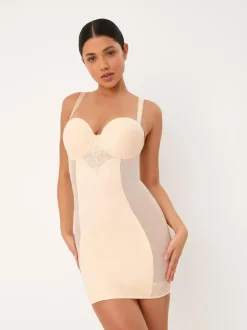 Next Pastel Rose Nude DD+ Firm Tummy Control Lightly Padded Lace Slip