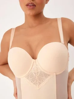 Next Pastel Rose Nude DD+ Firm Tummy Control Lightly Padded Lace Slip