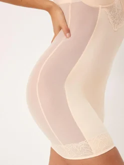 Next Pastel Rose Nude DD+ Firm Tummy Control Lightly Padded Lace Slip