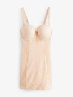 Next Pastel Rose Nude DD+ Firm Tummy Control Lightly Padded Lace Slip
