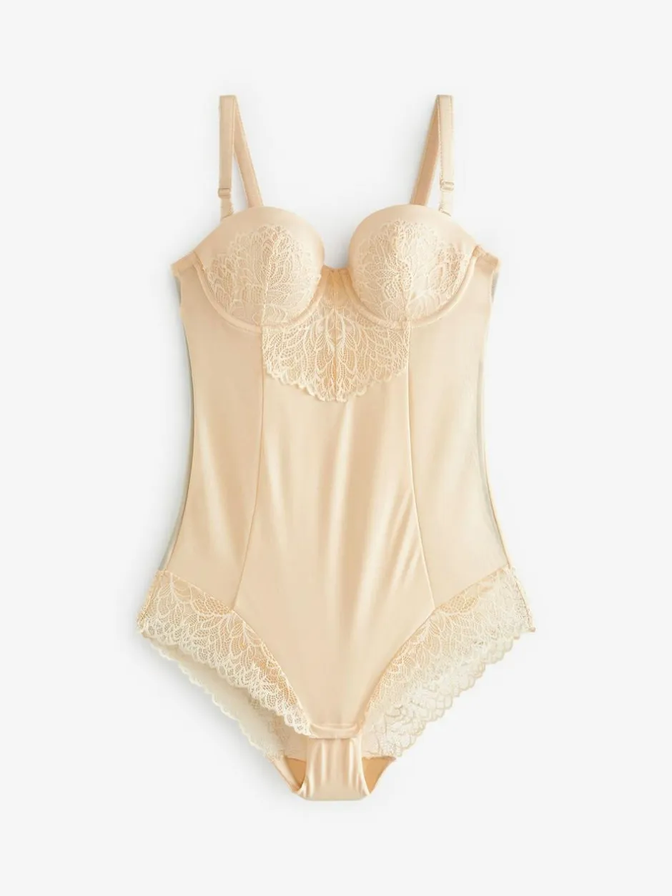Next Firm Tummy Control Cupped Lace Body Pastel Rose Nude Hot