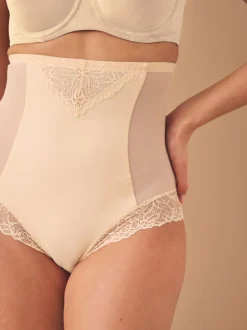 Next Super High Waist Briefs Firm Tummy Control Shaping Briefs Pastel Rose Nude Outlet