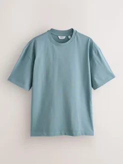 Next Relaxed Fit Heavyweight T-Shirts 5 Pack Pastels Green/Blue/Ecru/Slate/Pink Online