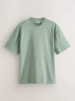 Next Relaxed Fit Heavyweight T-Shirts 5 Pack Pastels Green/Blue/Ecru/Slate/Pink Online