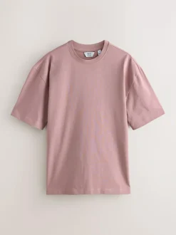 Next Relaxed Fit Heavyweight T-Shirts 5 Pack Pastels Green/Blue/Ecru/Slate/Pink Online