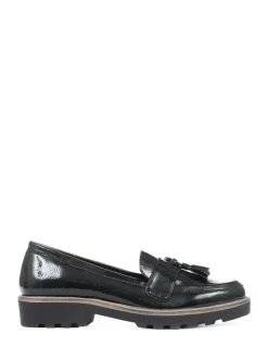 Pavers Black Patent Ladies Loafers Online