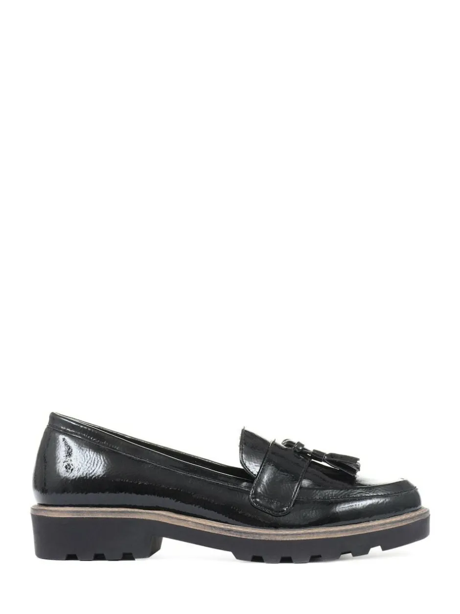 Pavers Black Patent Ladies Loafers Online