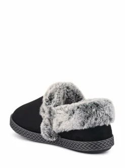 Pavers Warm Lined Memory Foam Slippers Black Outlet