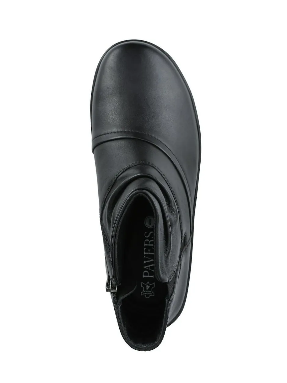 Pavers Wide Fit Leather Ankle Boots Black Hot