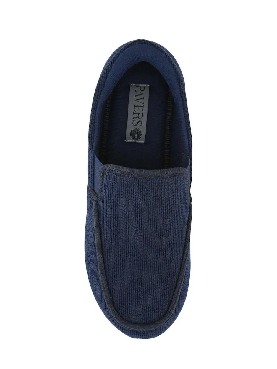 Pavers Extra Wide Corduroy Slippers Blue Hot