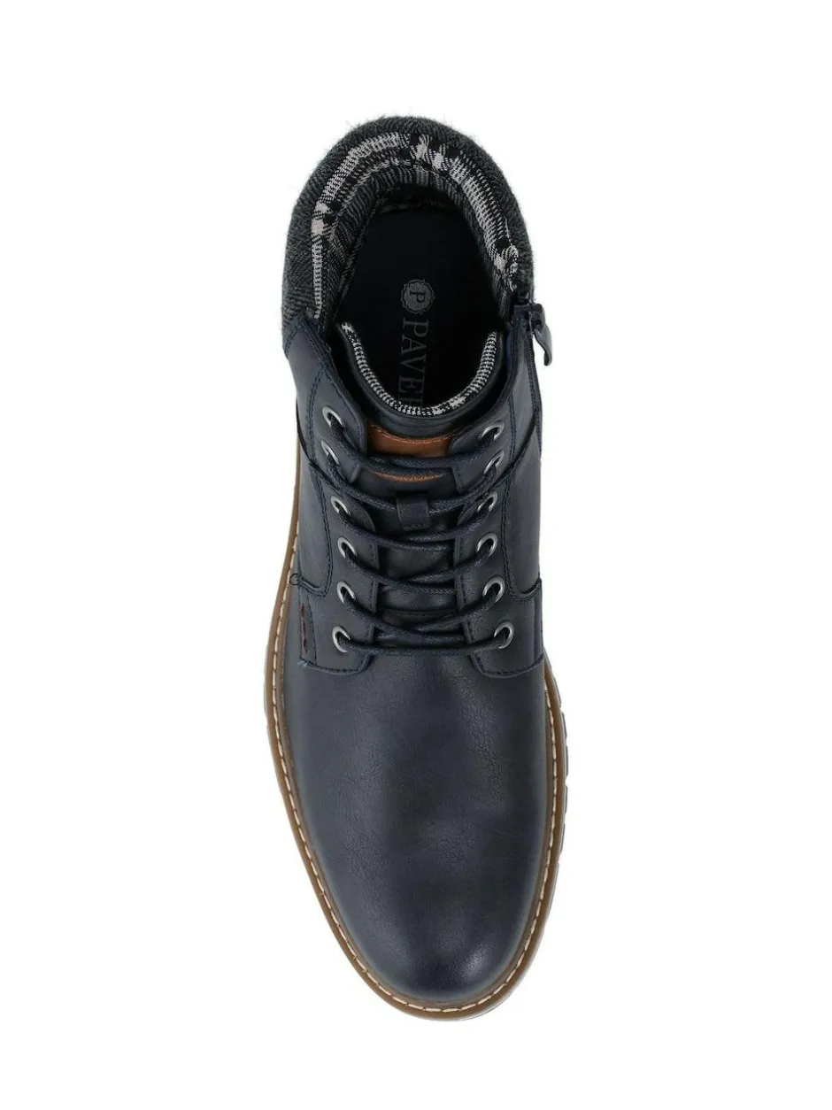 Pavers Lace Up With Fabric Cuff Boots Blue Online