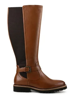 Pavers Leather Elastic-Fit Grippy Long Boots Brown Outlet