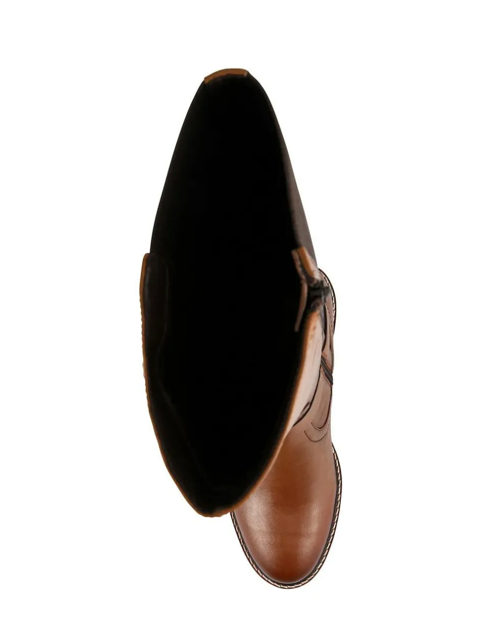 Pavers Leather Elastic-Fit Grippy Long Boots Brown Outlet