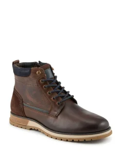 Pavers Wide Fit Leather Boots With Grip Sole Brown Hot