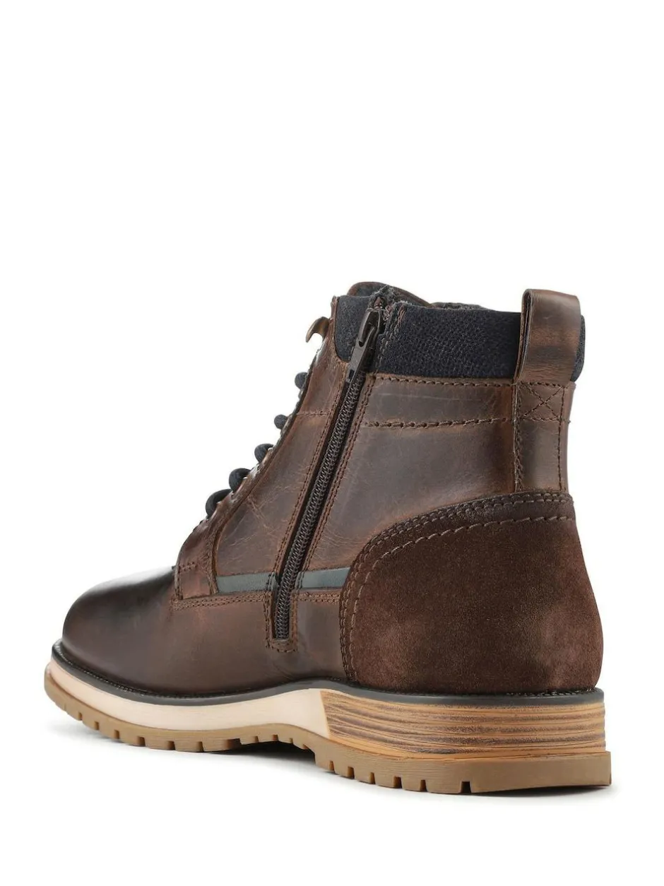 Pavers Wide Fit Leather Boots With Grip Sole Brown Hot
