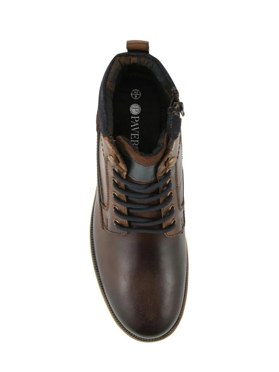 Pavers Wide Fit Leather Boots With Grip Sole Brown Hot